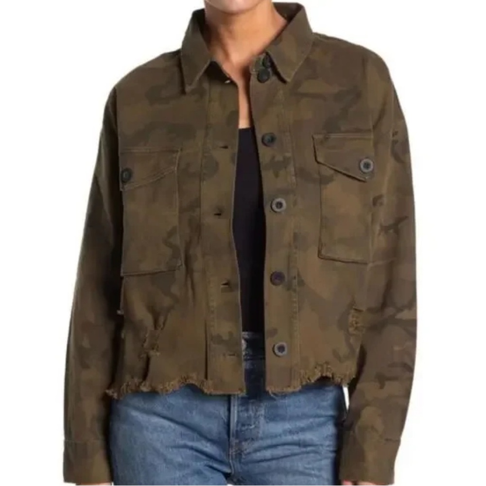 Vintage Havana Denim Olive Camouflage Utility Jacket